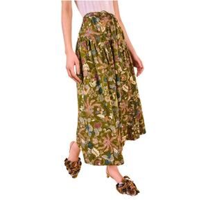 Ulla Johnson Rosen Tie Waist Midi Skirt in Lichen 2
